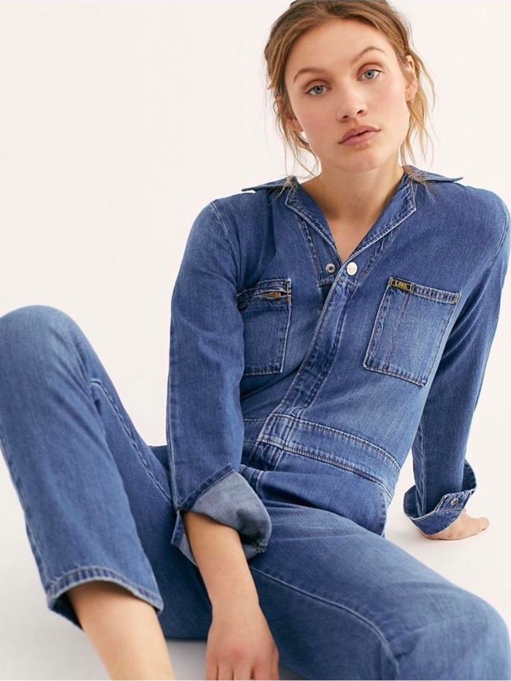 Lee Workwear Union-All Denim Mechanics Coverall Vintage Jumpsuit Size Large blue